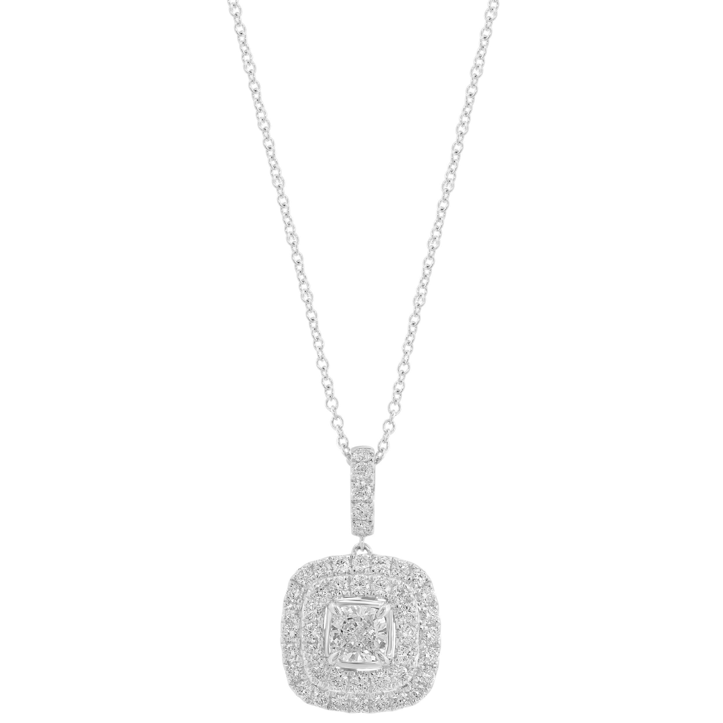 Effy 14K White Gold Lab Grown Diamond Square Pendant Necklace