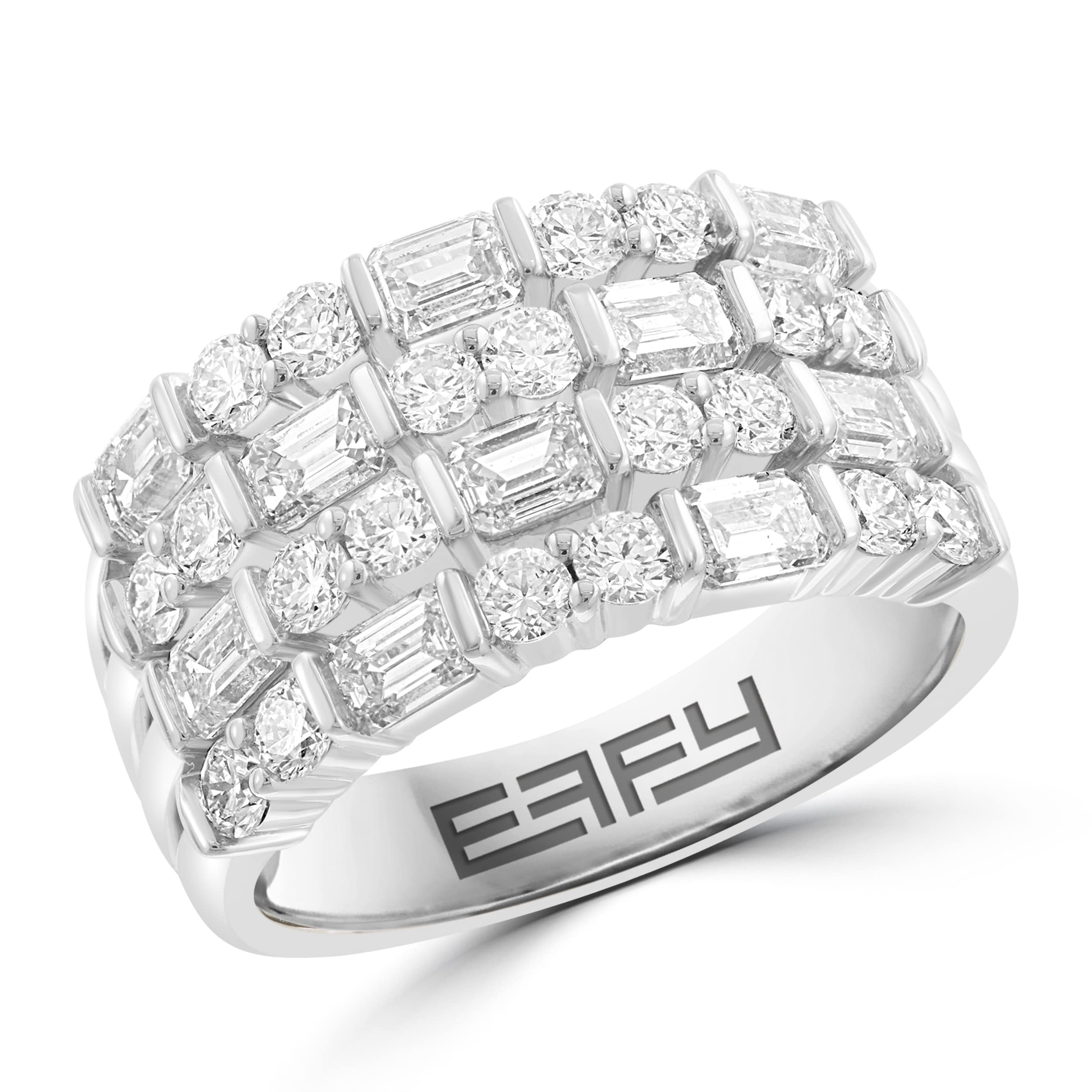 Effy 14K White Gold Lab Grown Diamond Stacked Statement Ring