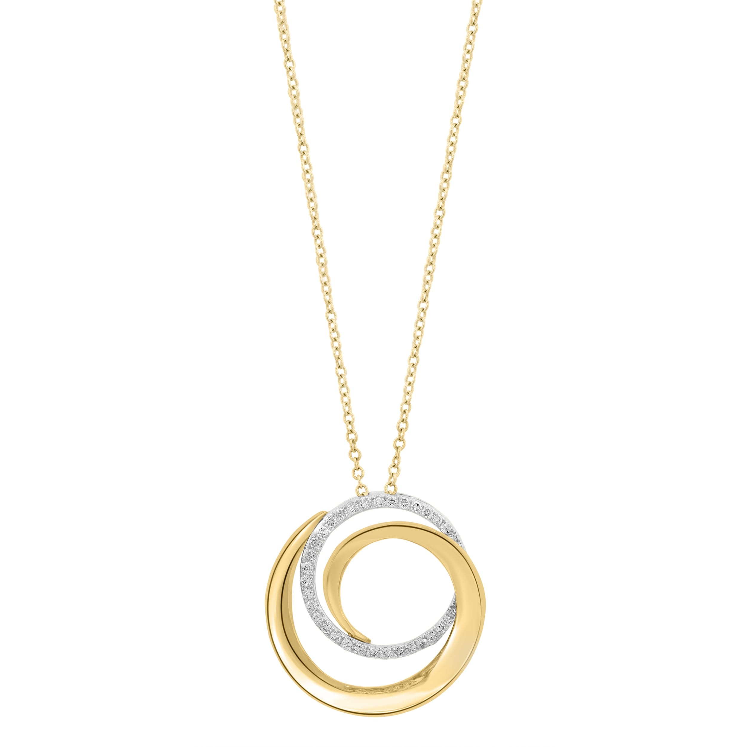 Effy 14K White Yellow Gold Diamond Spiral Pendant Necklace
