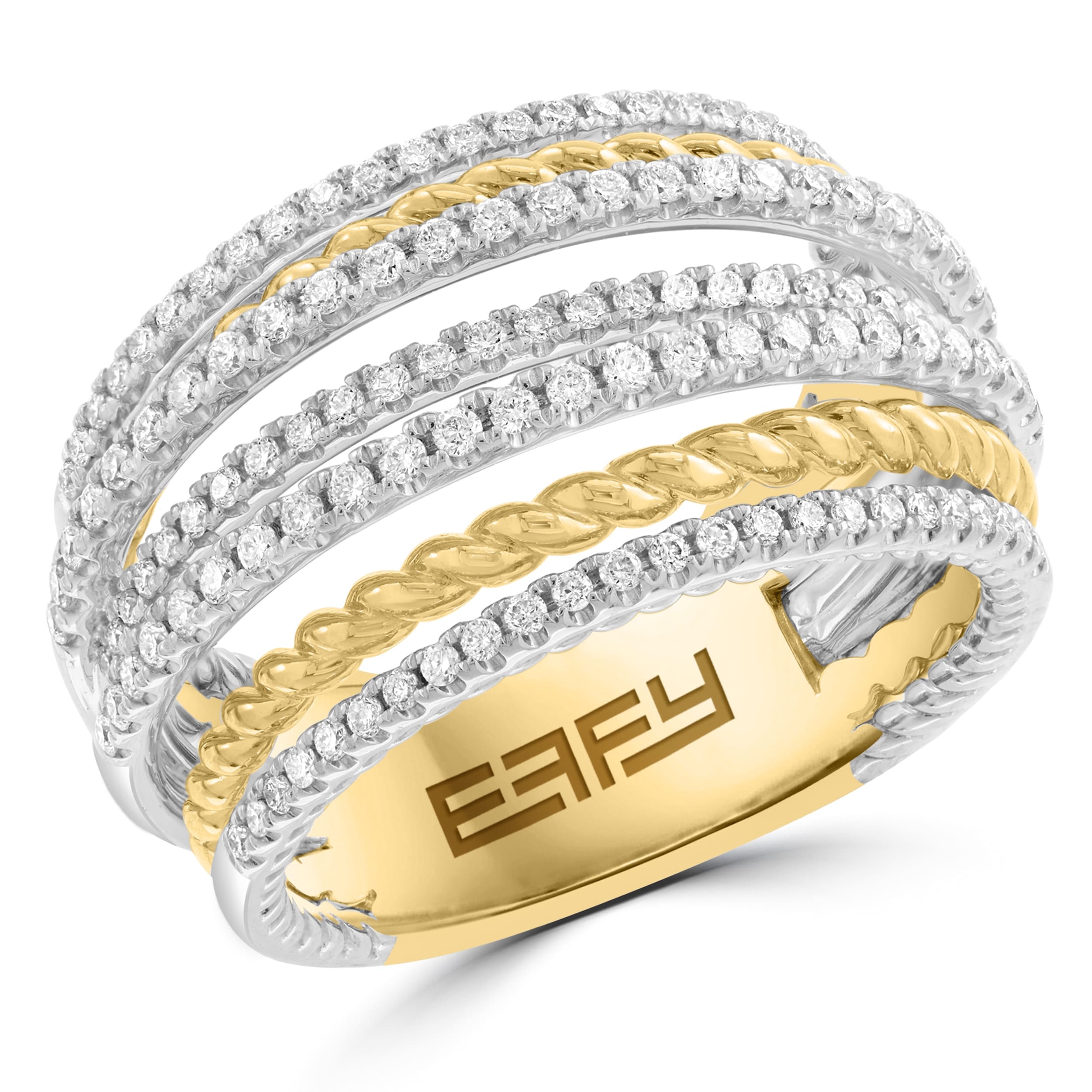 Effy 14K White Yellow Gold Diamond Statement Ring