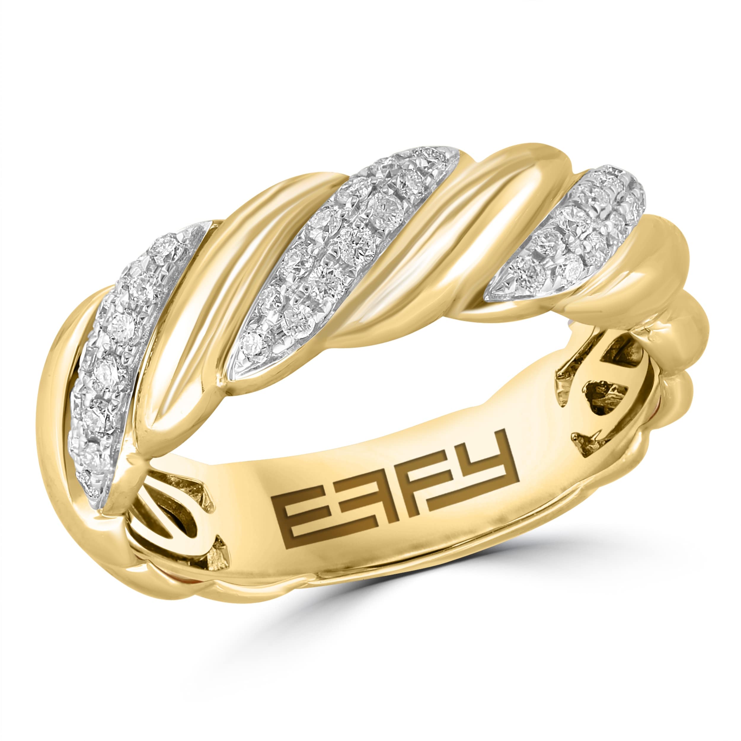Effy 14K Yellow Gold Diamond Sprial Ring