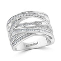 Effy 925 Silver Diamond Stacked Cross Ring