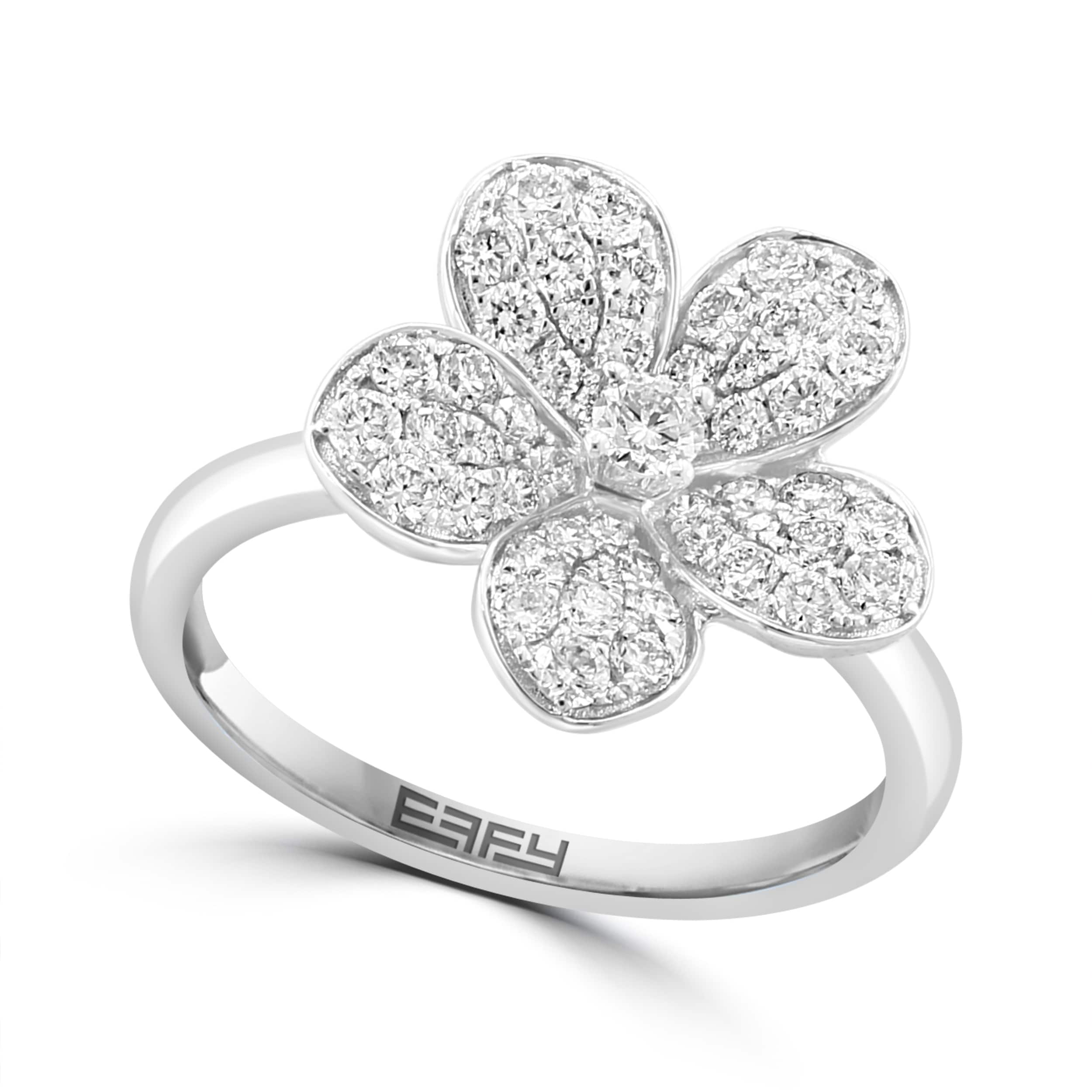Effy 925 Sterling Silver Diamond Flower Ring