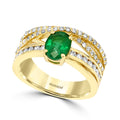 Effy Jewelry Emerald Crisscross Ring With Diamonds In 14K Yellow Gold 1.69 Twc