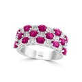Effy Jewelry Ruby Stacked Ring With Diamonds In 14K White Gold 3.58 Twc