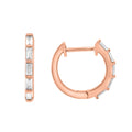 Effy Womens 14K Rose Gold Baguette Diamond Hoop Earrings