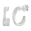 Effy Womens 14K White Gold Lab Grown Diamond Cross Over Hoop Earrings