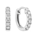 Effy Womens 14K White Gold Pave Diamond Hoop Earrings
