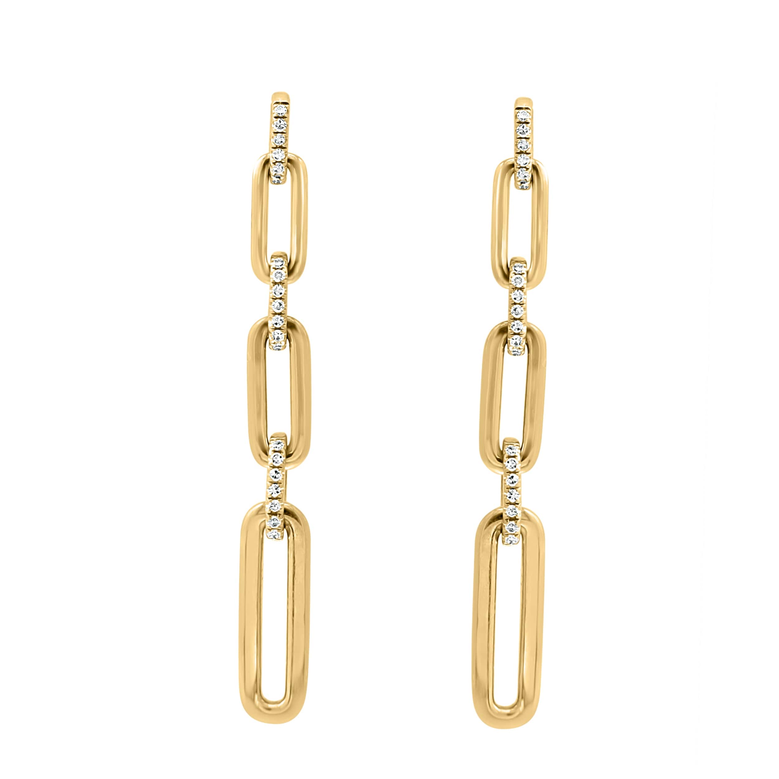 Effy Womens 14K Yellow Gold Diamond Chain Drop Earrings