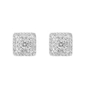 Effy Womens 925 Silver Lab Grown Diamond Pave Square Earrings