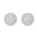 Effy Womens 925 Silver Lab Grown Diamond Round Double Pave Earrings