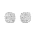 Effy Womens 925 Silver Lab Grown Diamond Scalloped Stud Earrings