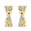 Effy Womens Gold Over 925 Sterling Silver Diamond Pave Cross Over Hoop Earrings Yellow