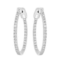 Effy Womens Large 14K White Gold Pave Diamond Hoop Earrings