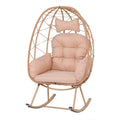 Egg Rocking Chair 330Lbs Capacity Wicker Rattan Cocoon Lounge Chair With Thick Cushion Pillow Foldable Single Swing Rocker
