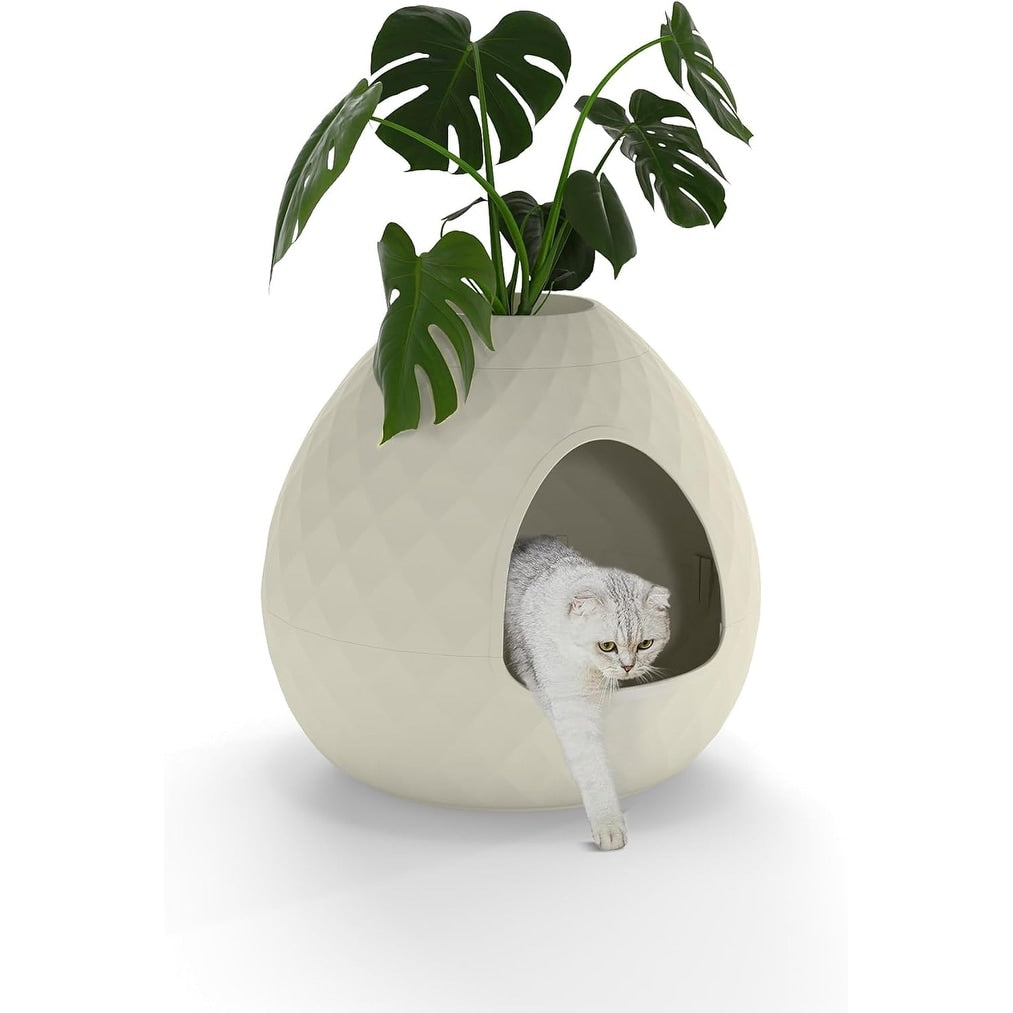 Egg Shaped Cat Litter Box Uv Protected Pp Material Flowerpot Style