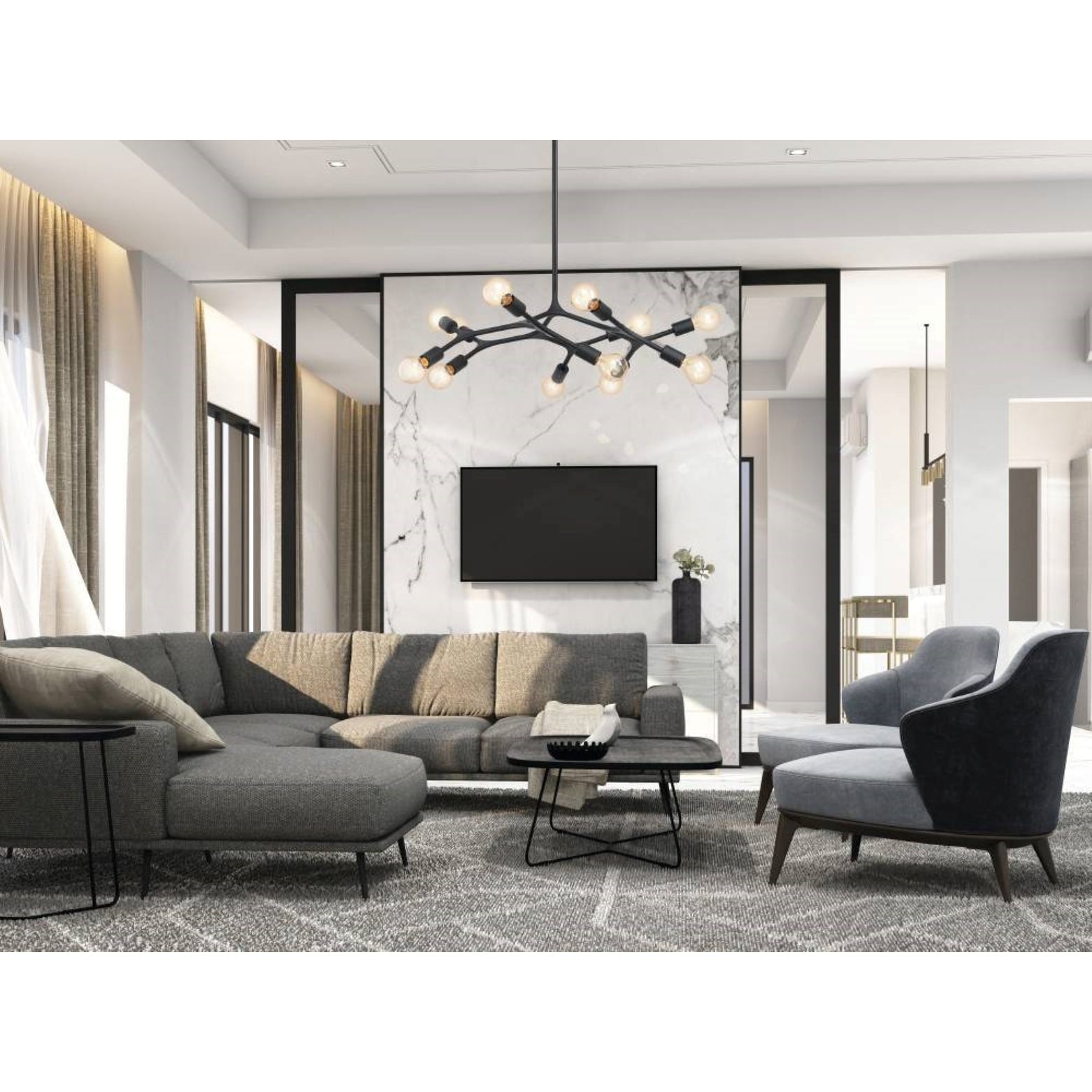 Eglo Bocadella 12 Light Matte Black Pendant