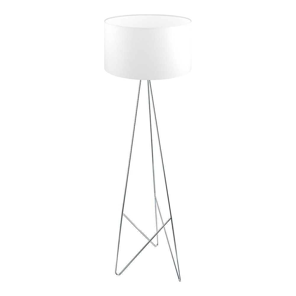 Eglo Camporale 1 Light Chrome Floor Lamp With White Fabric