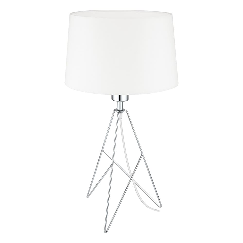 Eglo Camporale 1 Light Chrome Table Lamp With White Fabric