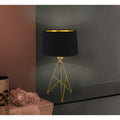 Eglo Camporale 1 Light Gold Table Lamp With Black Exterior Gold Interior Fabric