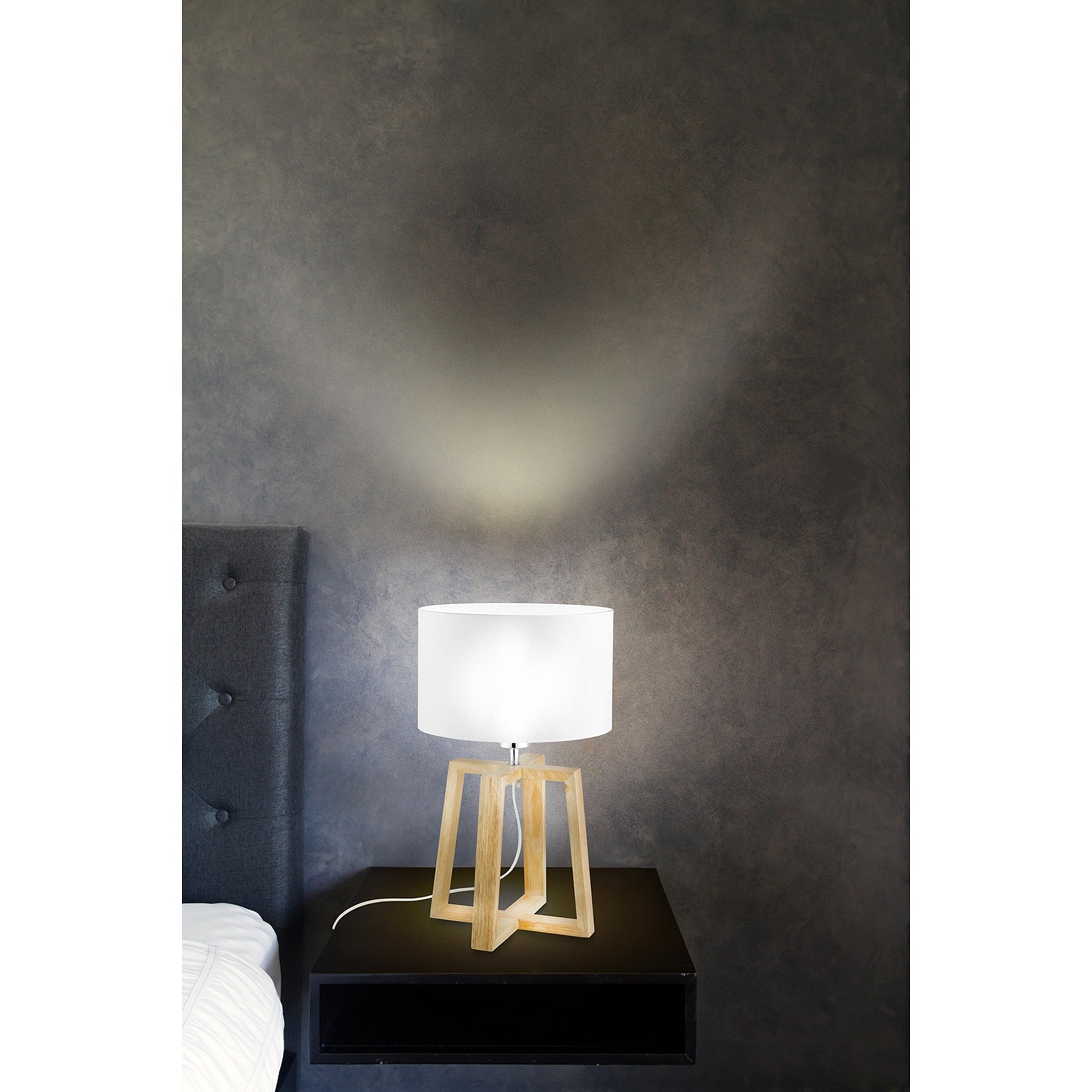 Eglo Chietino 1 Light Natural Table Lamp With White Fabric