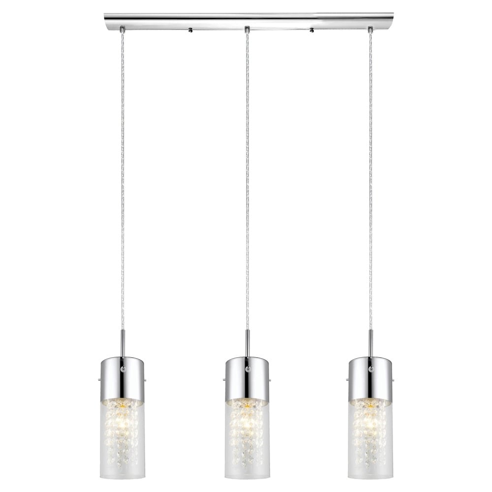 Eglo Diamond 3 Light Pendant With Chrome Finish And Crystal Stands
