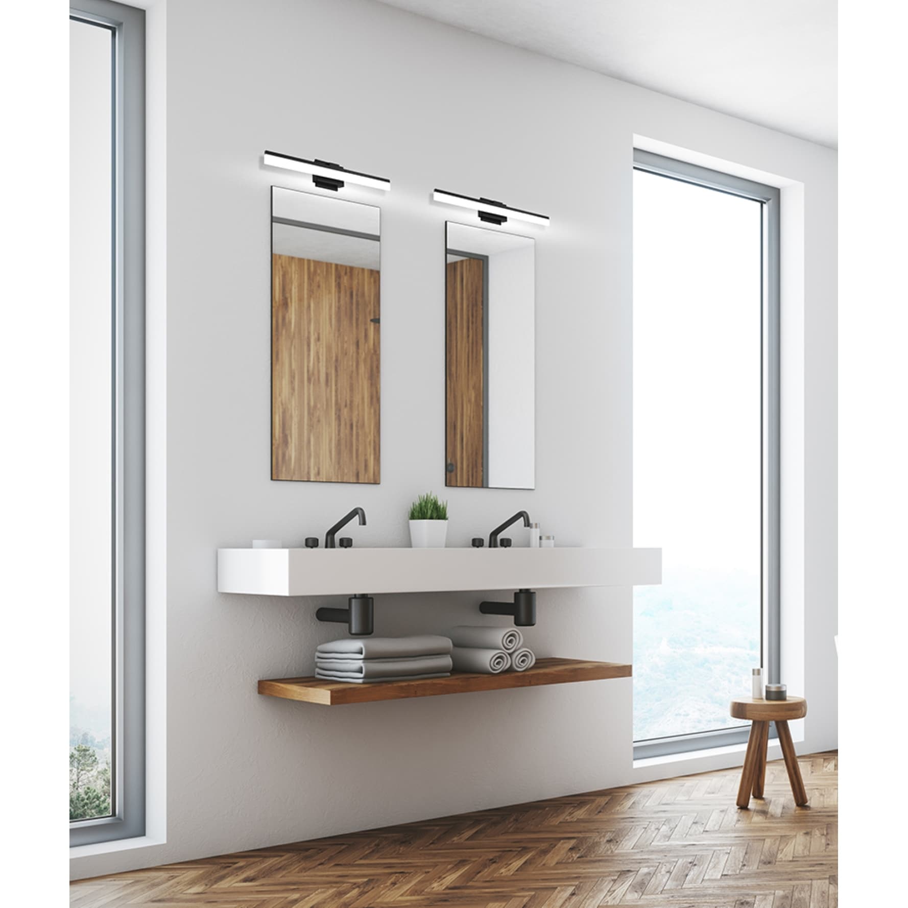 Eglo Led Bath Vanity Light W Matte Black Finish And Satin Acrylic Shade