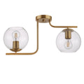 Eglo Marojales 2 Light Brushed Gold Ceiling Light With Clear Glass