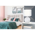 Eglo Montalbano 1 Light White Round Table Lamp With White Fabric