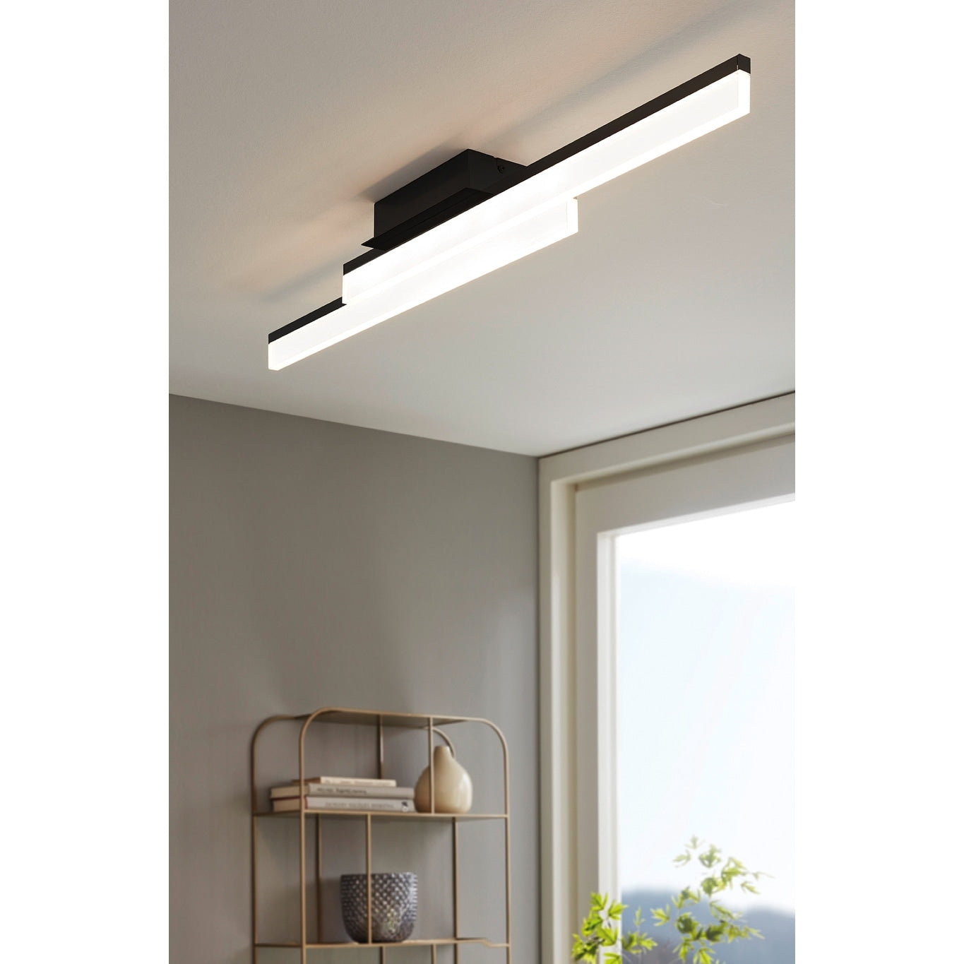 Eglo Palmital 1 Led Ceiling Light W Matte Black Finish And Satin Shade