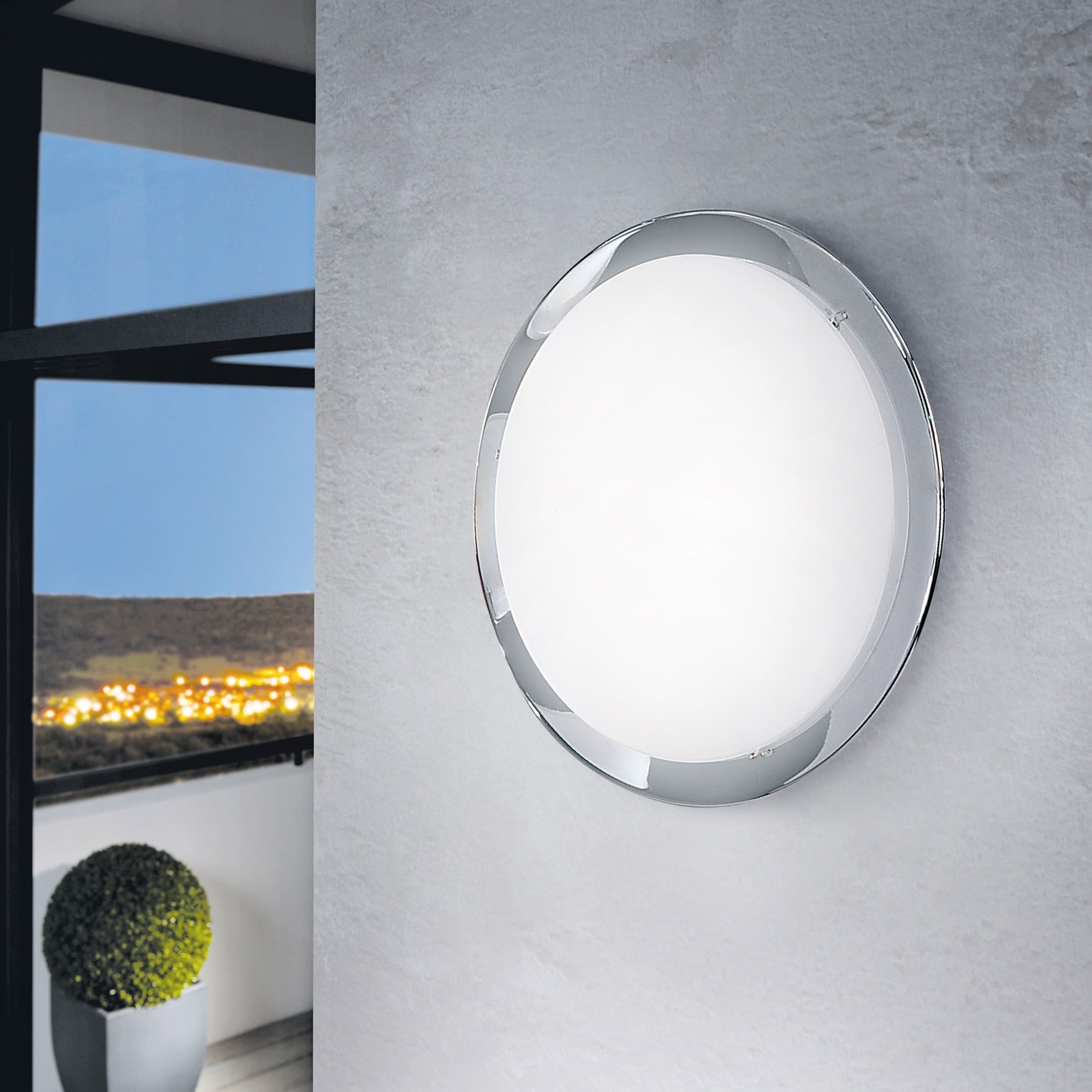 Eglo Planet Ceiling Light With Chrome Finish And Satin Glass