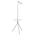 Eglo Policara 1 Light Matte Nickel Floor Lamp With White And Matte Nickel Trim