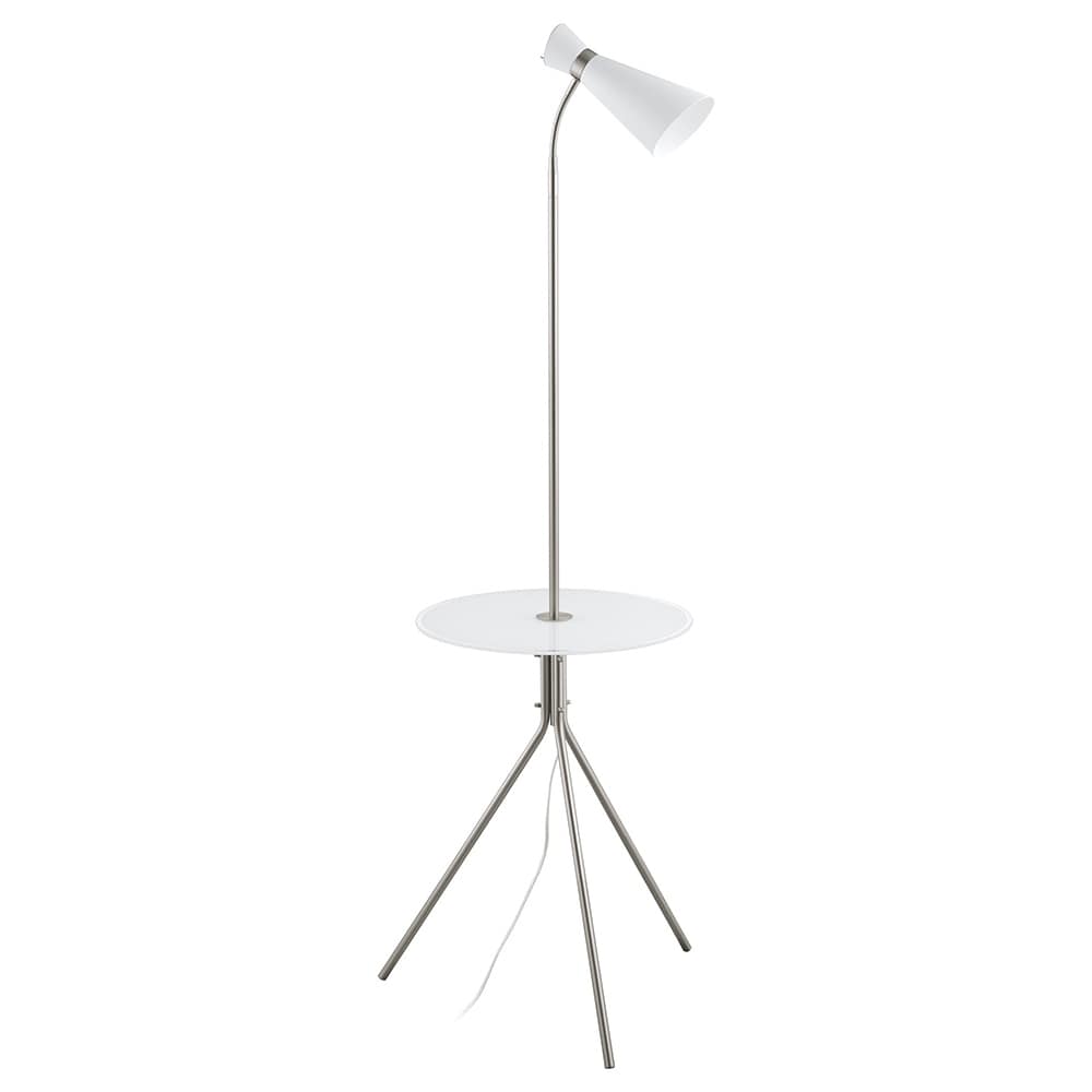Eglo Policara 1 Light Matte Nickel Floor Lamp With White And Matte Nickel Trim