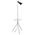 Eglo Policara 1 Light Matte Nickel Floor Lamp With Whiteclear Rim Glass Table Top
