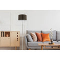 Eglo Romao 2 Floor Lamp With Brown Linen Shade And Satin Nickel Finish