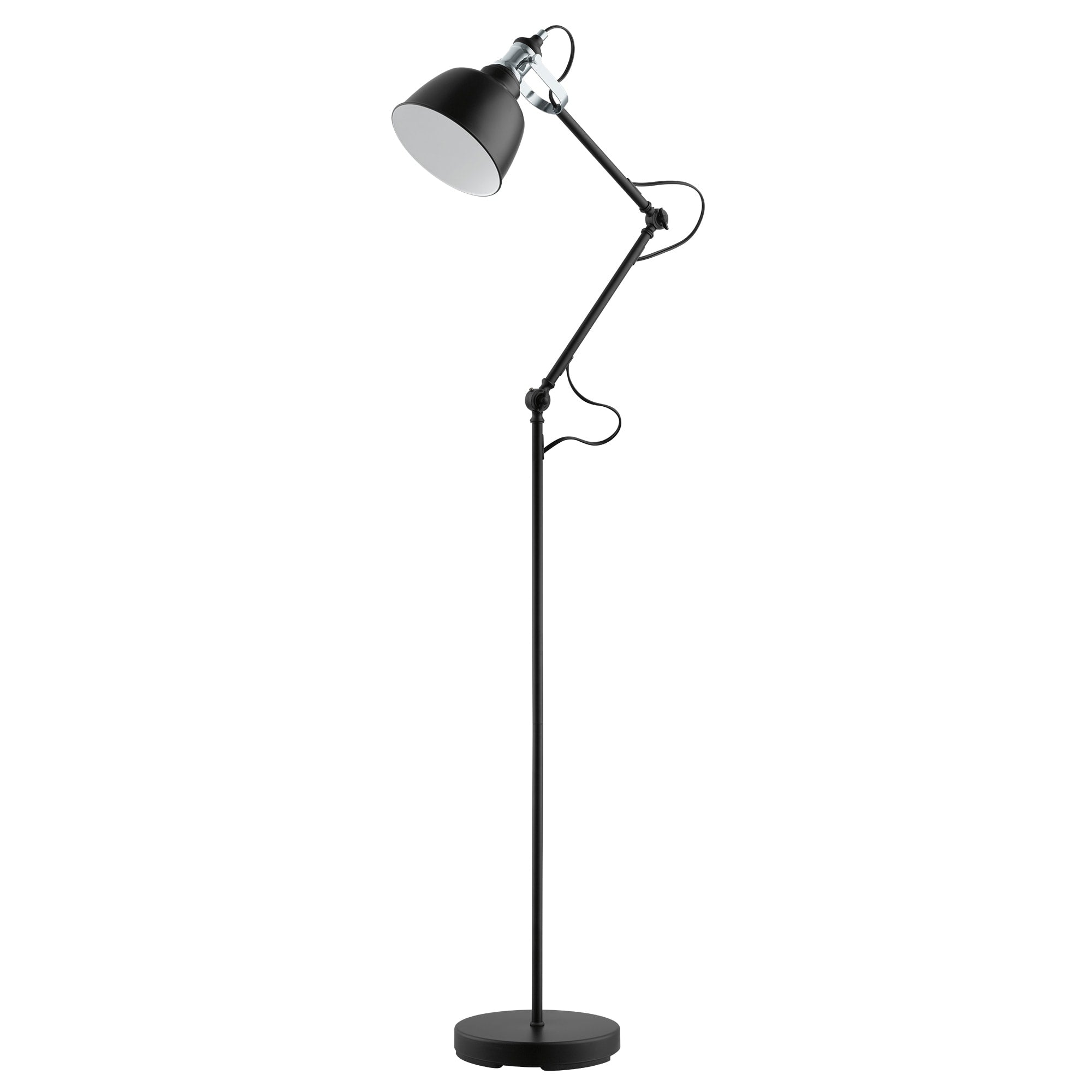 Eglo Thornford 1 Light Matte Black And Chrome Floor Lamp With Black Exterior White Interior