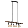 Eglo Violon 6 Light Black And Dark Brown Kitchen Island Pendant