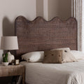 Einya Natural Rattan Standalone Headboard Handwoven Wicker Panel Headboard With Wavy Scalloped Top