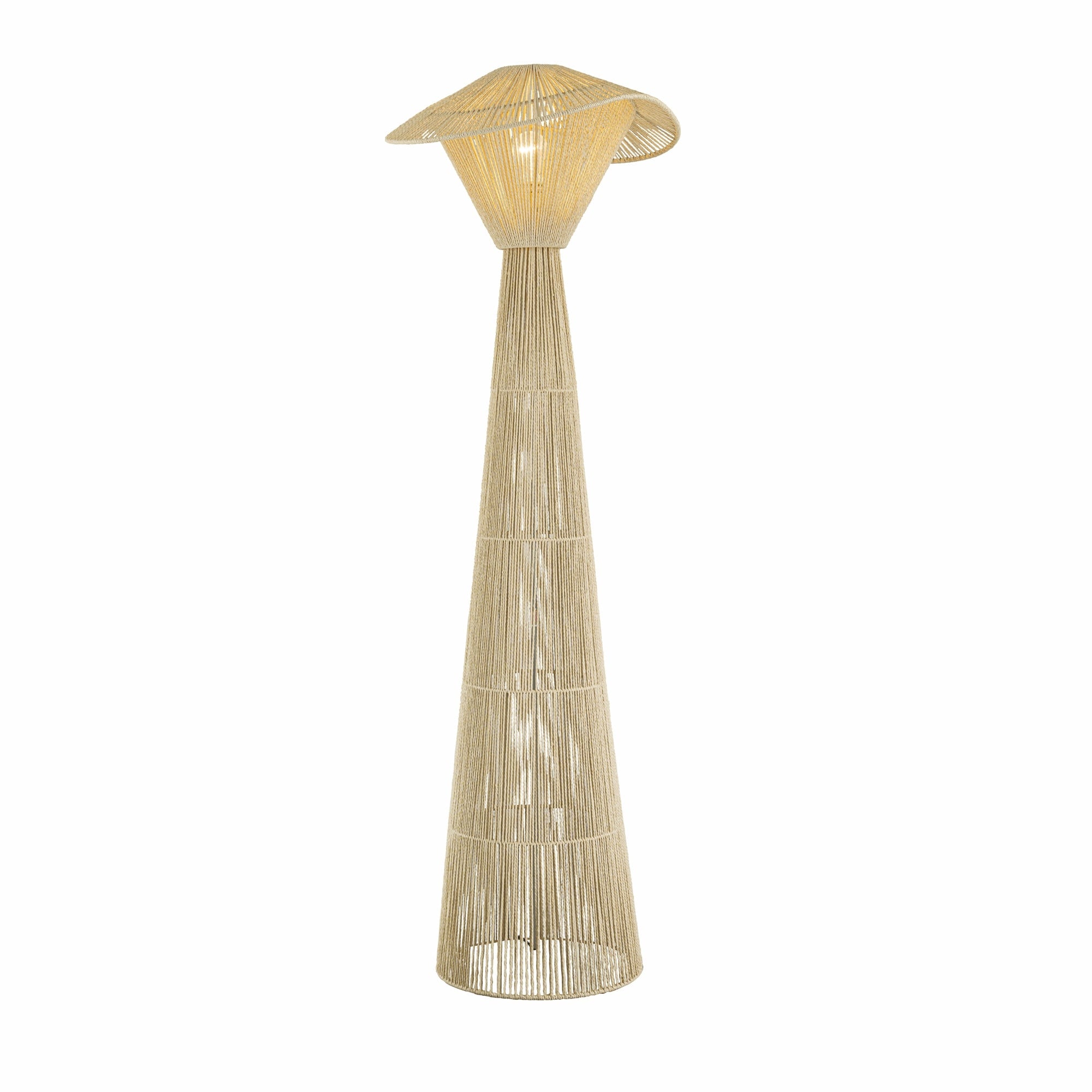 Eira 60 1 Light Coastal Boho Floor Lamp With Handwoven Rattan Hat Shade 60 Tall
