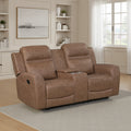 Elara 74 Microfiber Manual Double Reclining Loveseat With Console