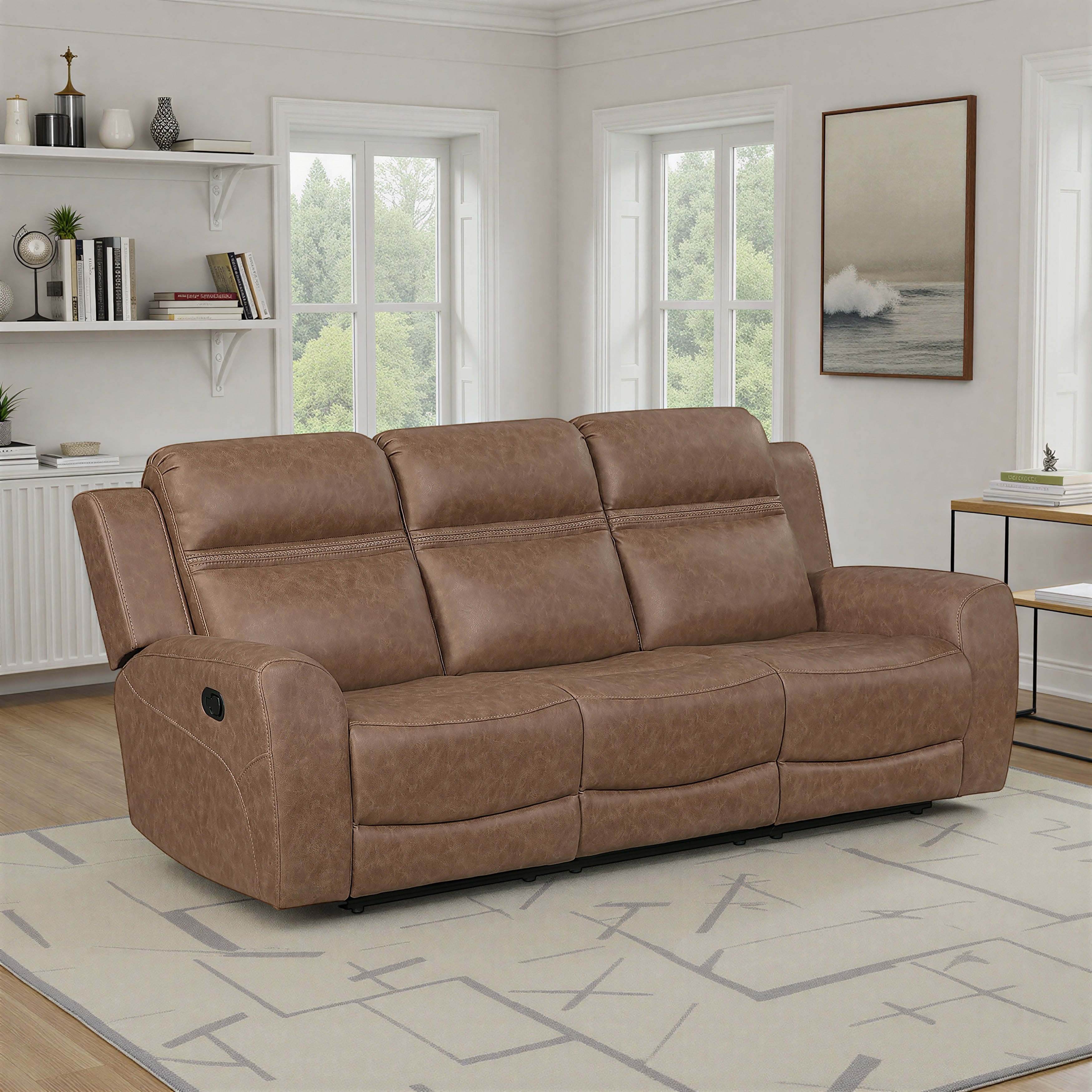Elara 85 Microfiber Wall Hugger Manual Double Reclining Sofa