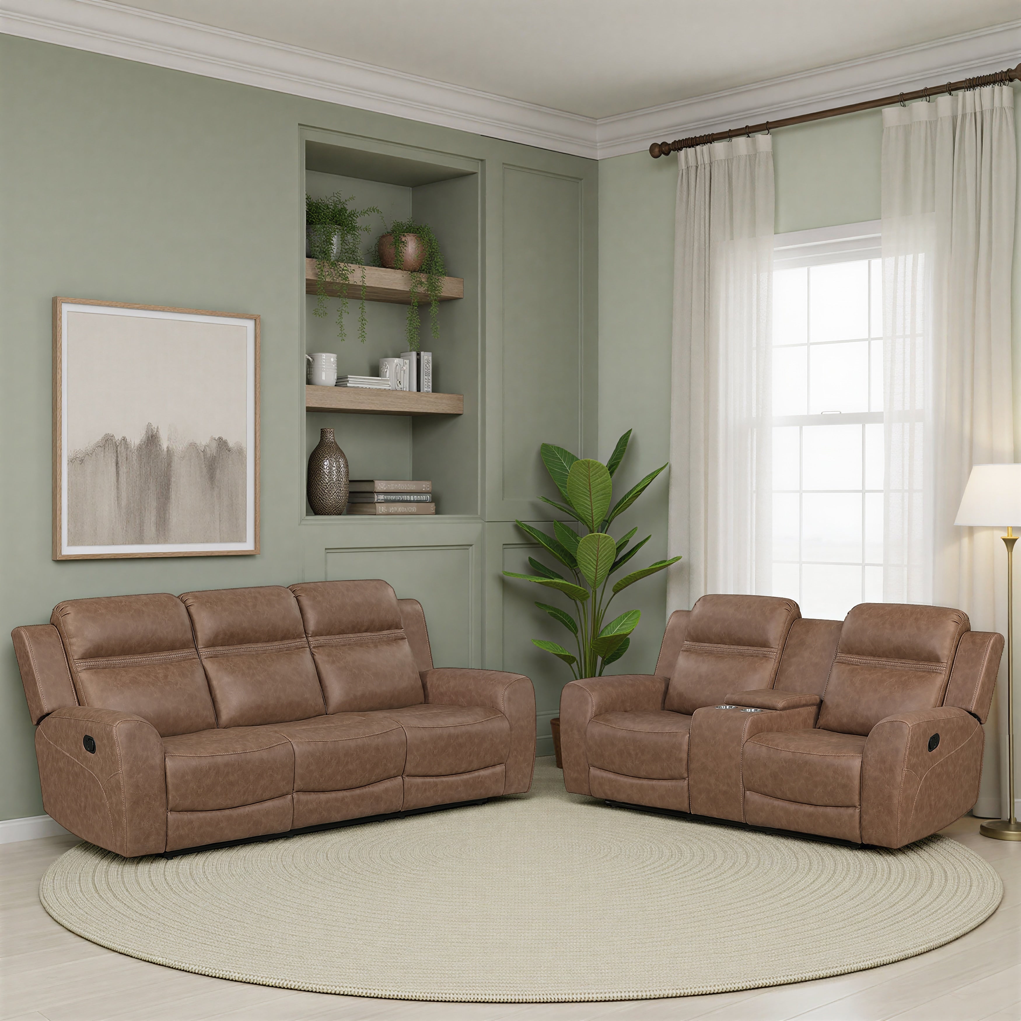 Elara Microfiber 2 Piece Manual Reclining Living Room Sofa Sets