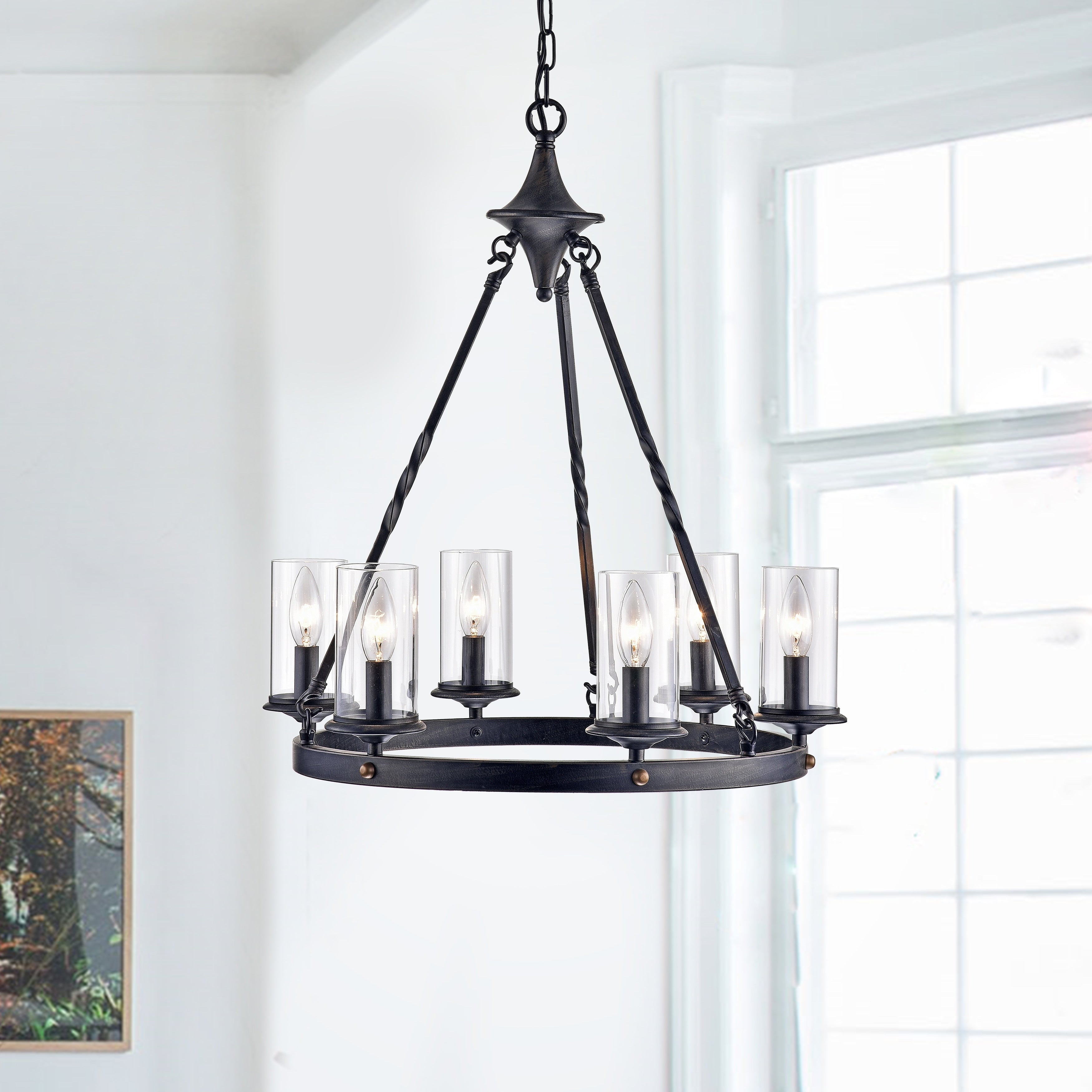Elbrus 6 Light Candle Style Wheel Chandelier