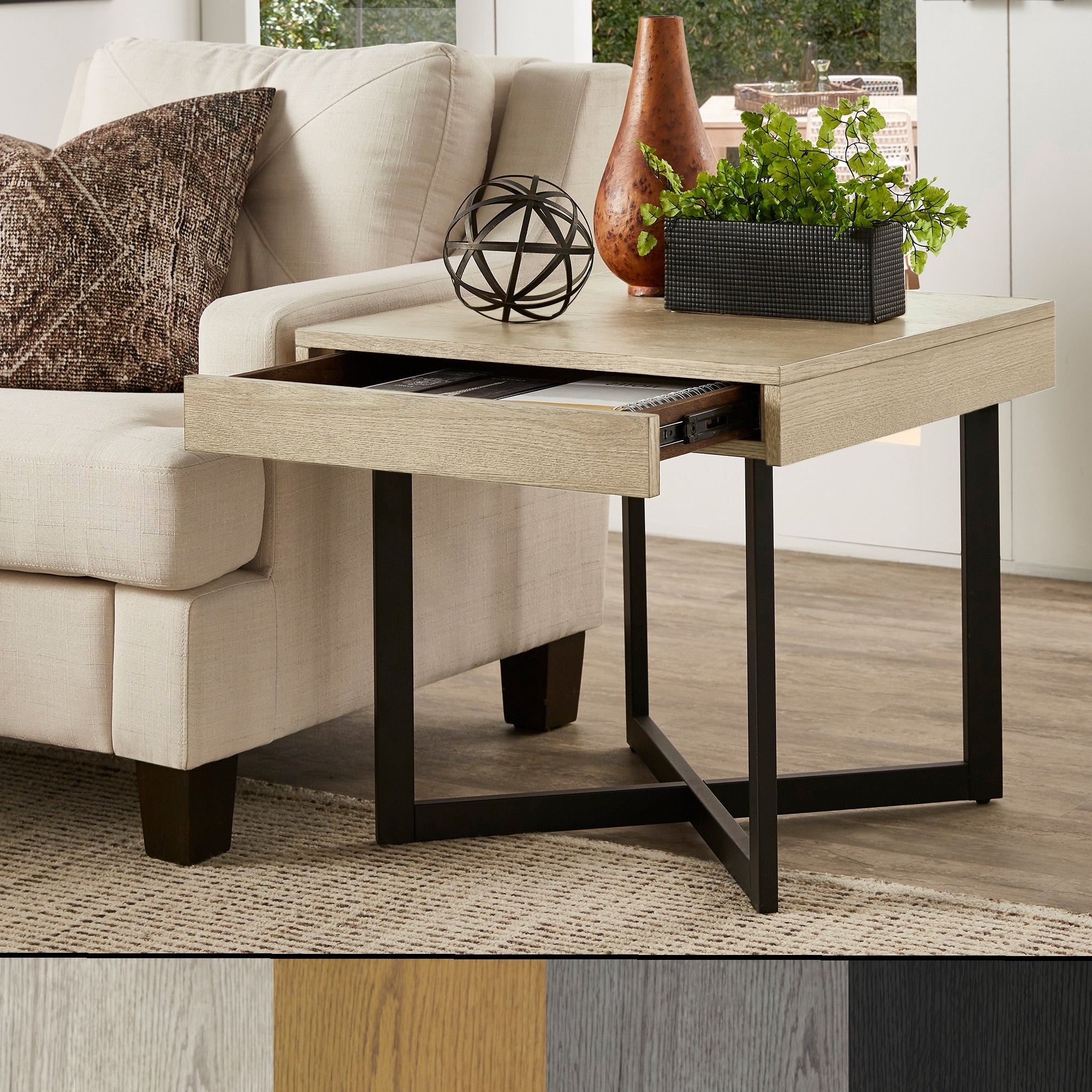Eldersley Wood Finish End Table With One Drawer By Inspire Q Modern
