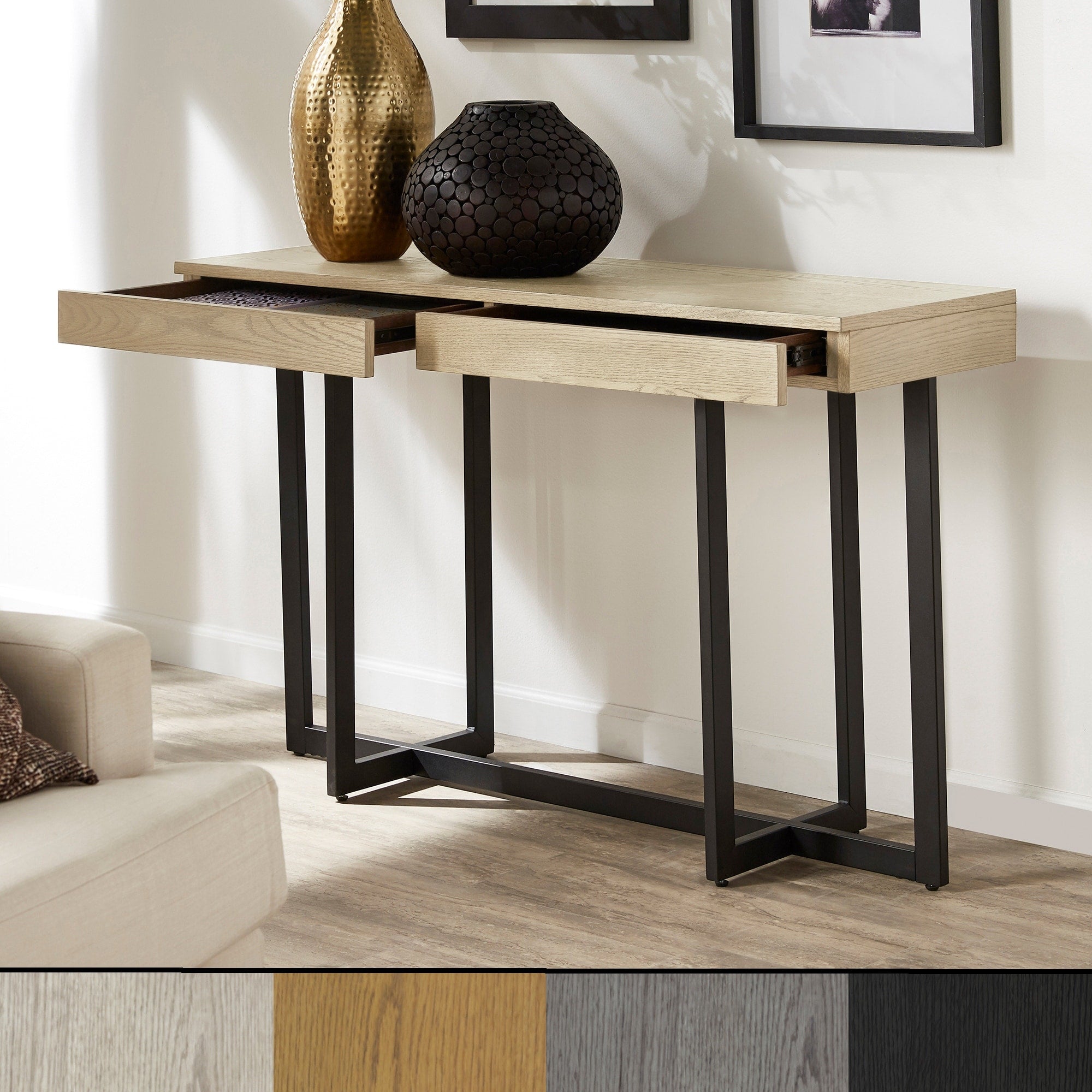 Eldersley Wood Finish Sofa Table With Two Drawers By Inspire Q Modern