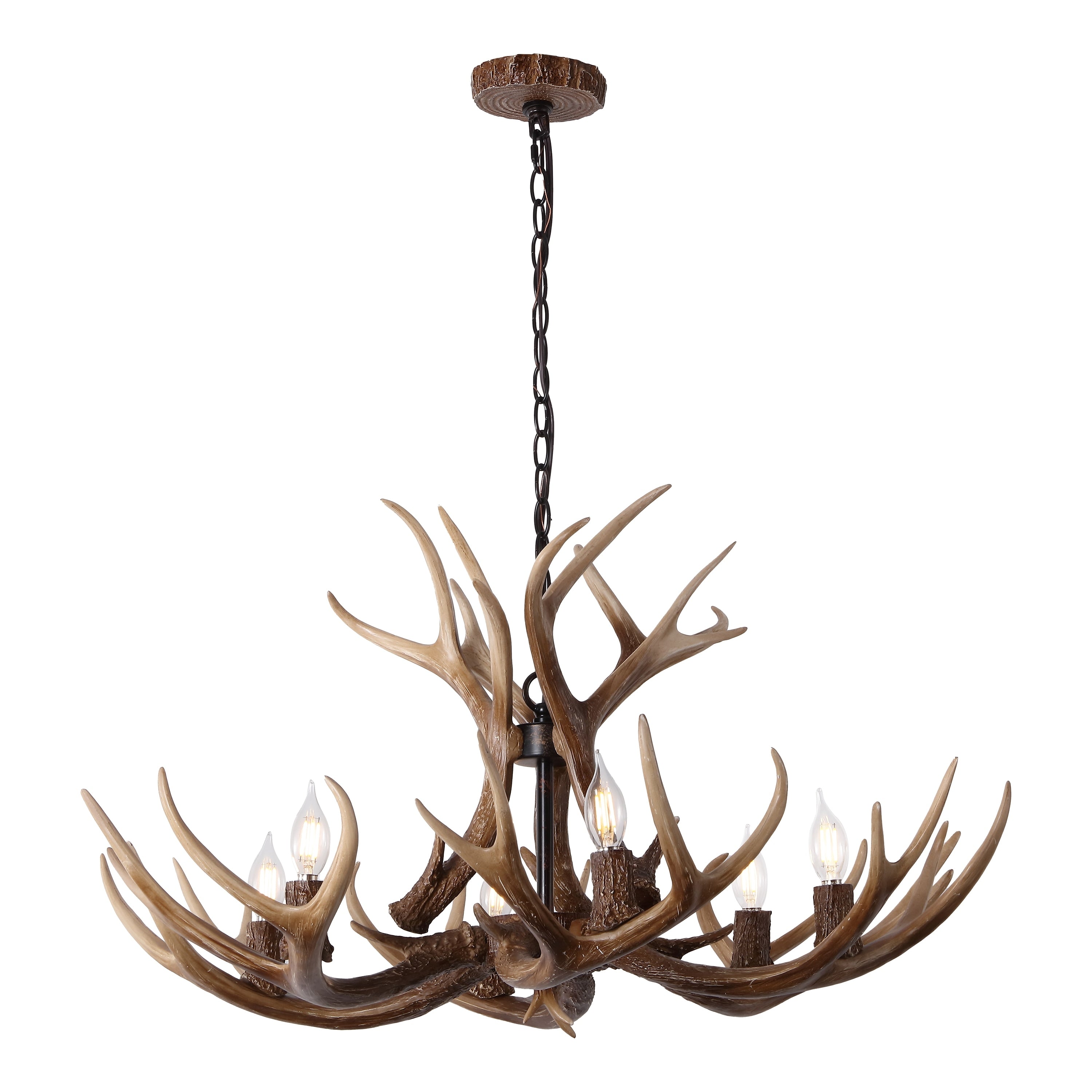 Eldora 33 6 Light Rustic Farmhouse Adjustable Resin Antler Led Chandelier