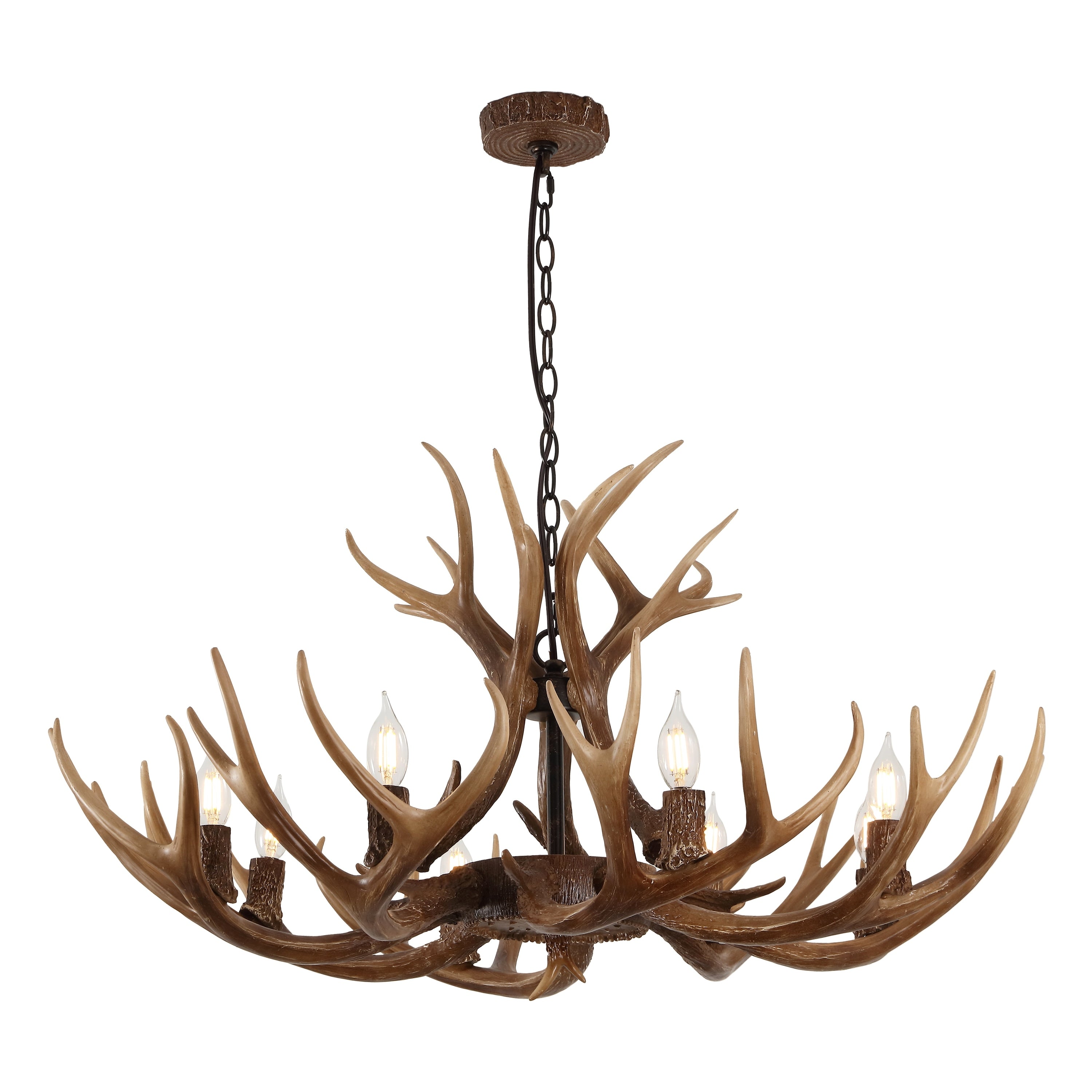 Eldora 36 8 Light Rustic Farmhouse Adjustable Resin Antler Led Chandelier
