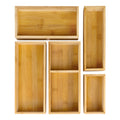 Eldora Handcrafted 5 Piece Multi Use Individual Bamboo Drawer Organizer Boxes