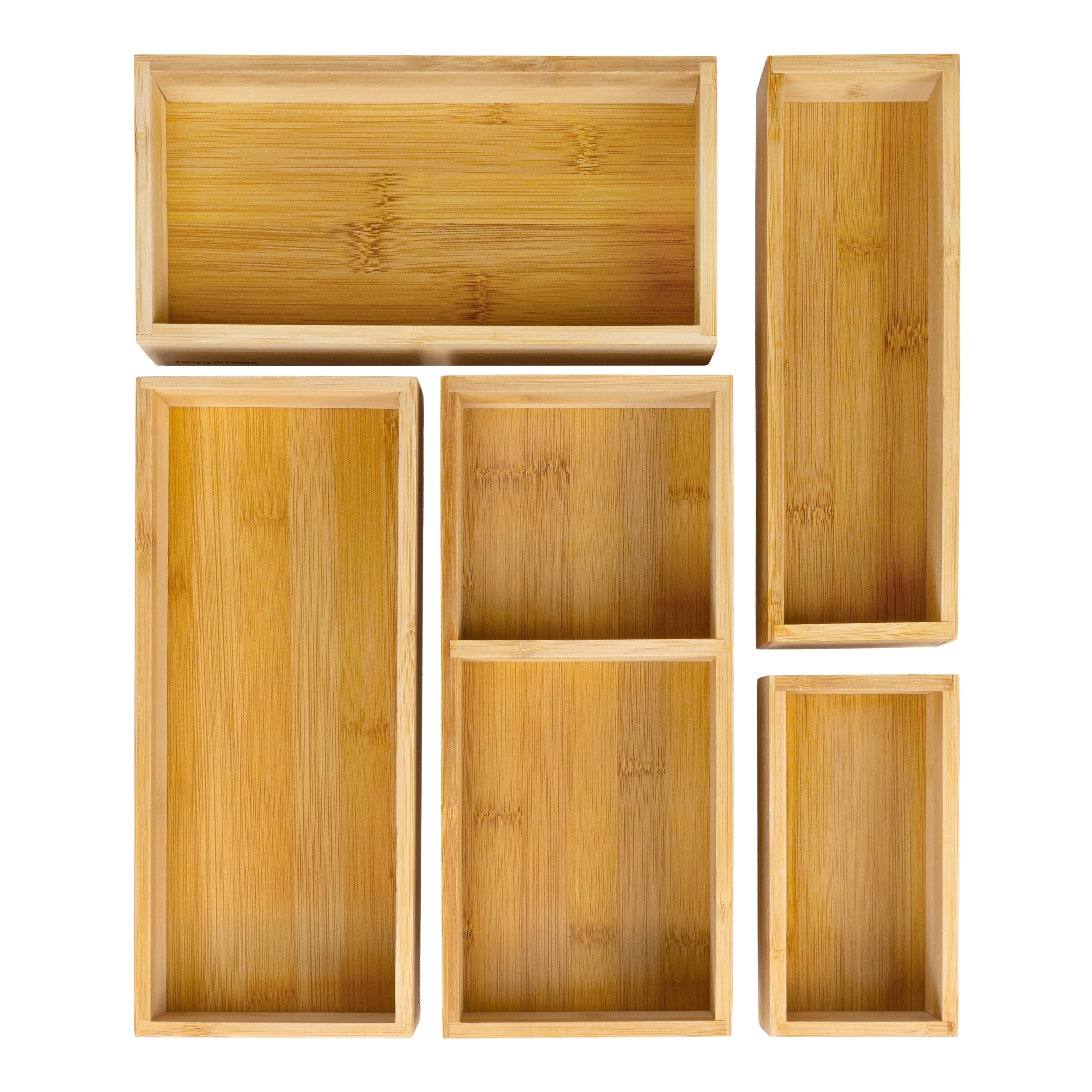 Eldora Handcrafted 5 Piece Multi Use Individual Bamboo Drawer Organizer Boxes