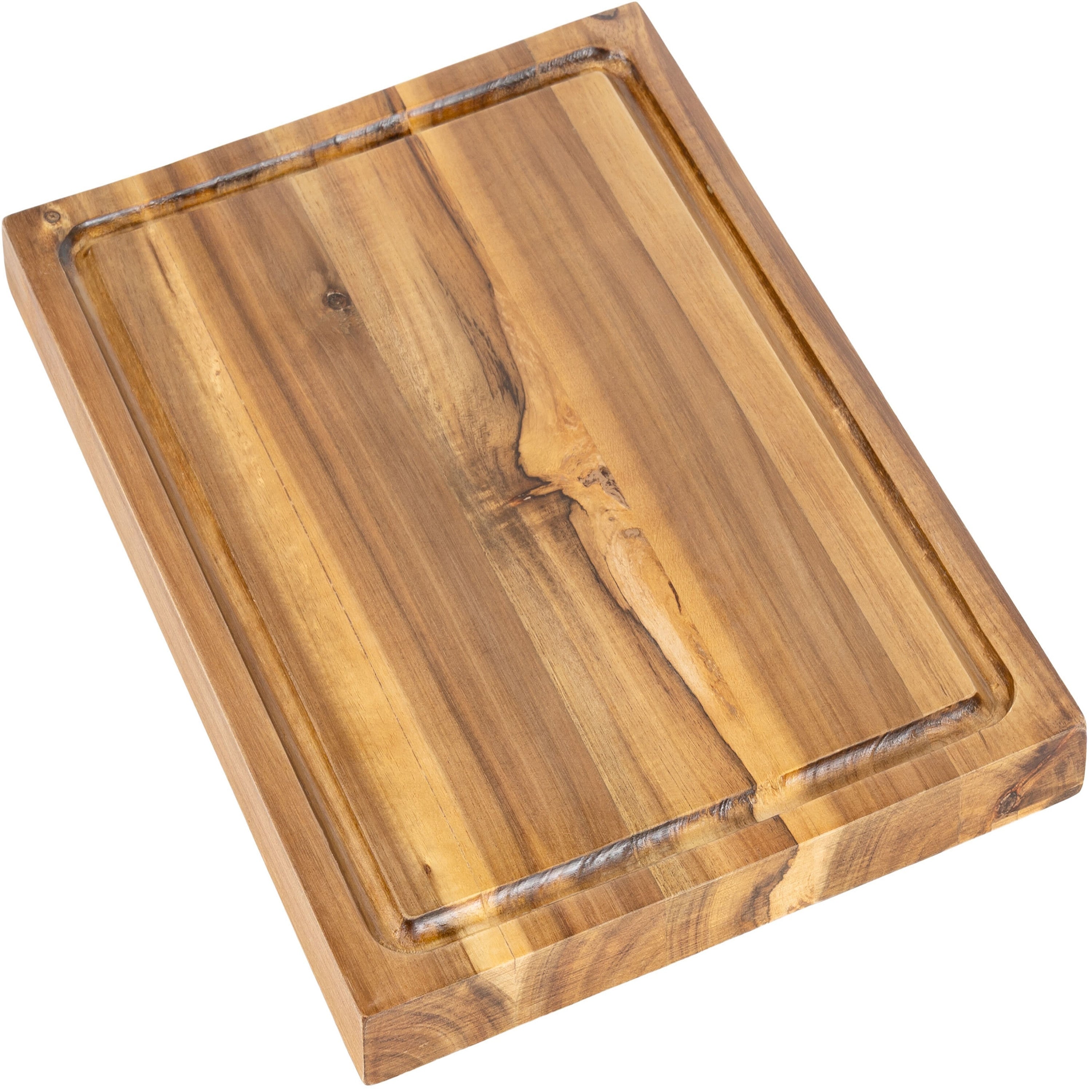 Eldridge Small 14 In. W X 10 In. D Handcrafted Acacia Wood Grain Thick Reversible Cutting Board With Juice Grooves